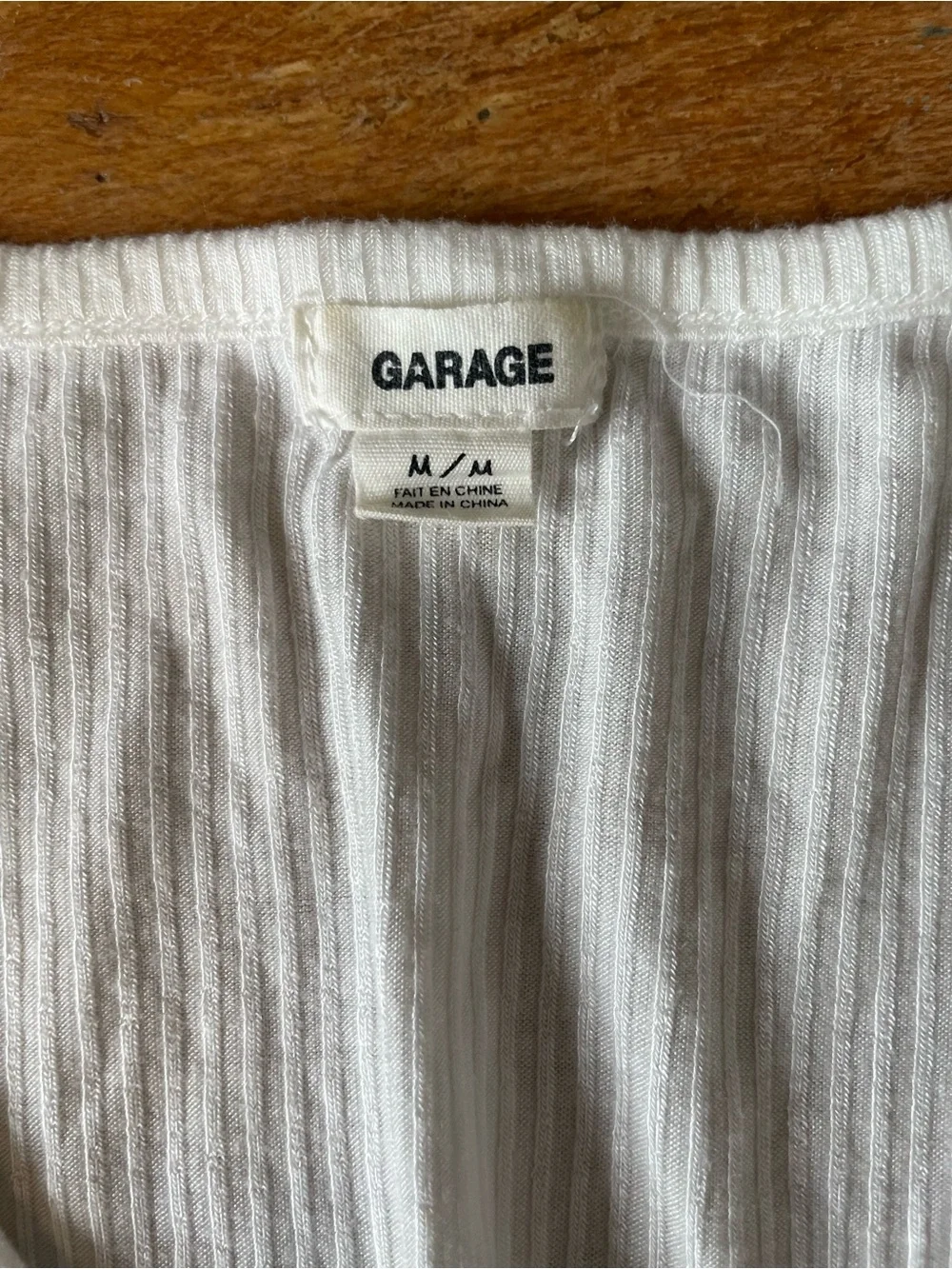 Garage Cream Ribbed Ruched V-Neck Crop Top - Picture 4 of 5